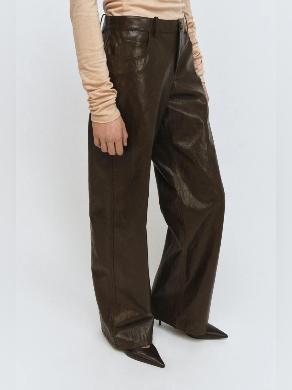 NWT- Zara Wide Leg Faux Leather Pants
